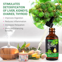 Jamaican Black Castor Oil,60ML Massage Oil for Aromatherapy, 100% Pure Natural Cold Pressed Organic Castor Oil, Stimulate Growth for Hair, Eyelashes, Eyebrows, Skin Moisturizer & Hair Oil and Body Oil