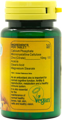 Veganicity Zinc General Health Supplement 10mg 90 Tablets
