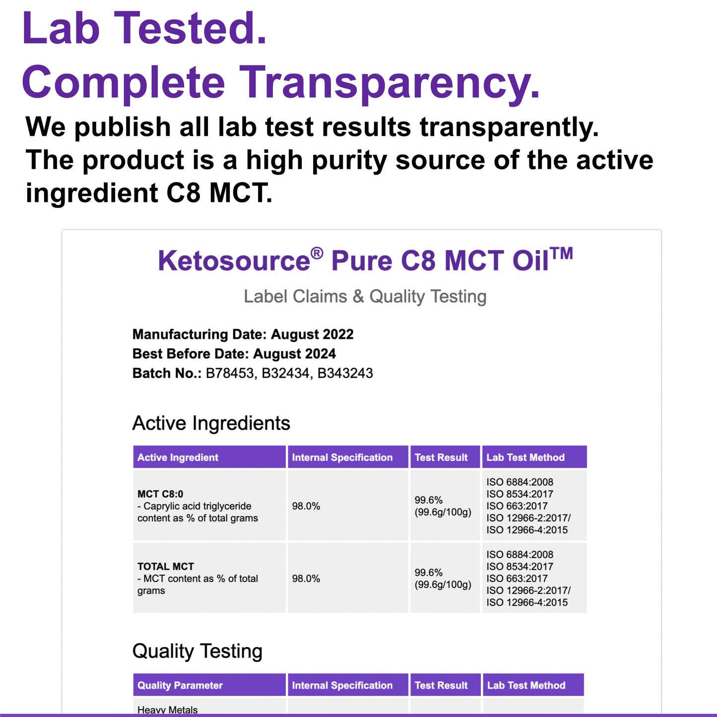 Pure C8 MCT Oil Packets | Boosts Ketones 4X Versus Other MCTs | Highest 99%+ Purity | 100% Coconut Sourced | Supports Keto & Fasting | Lab Tested Purity | Box of 15 X 15 ml Servings | Ketosource®