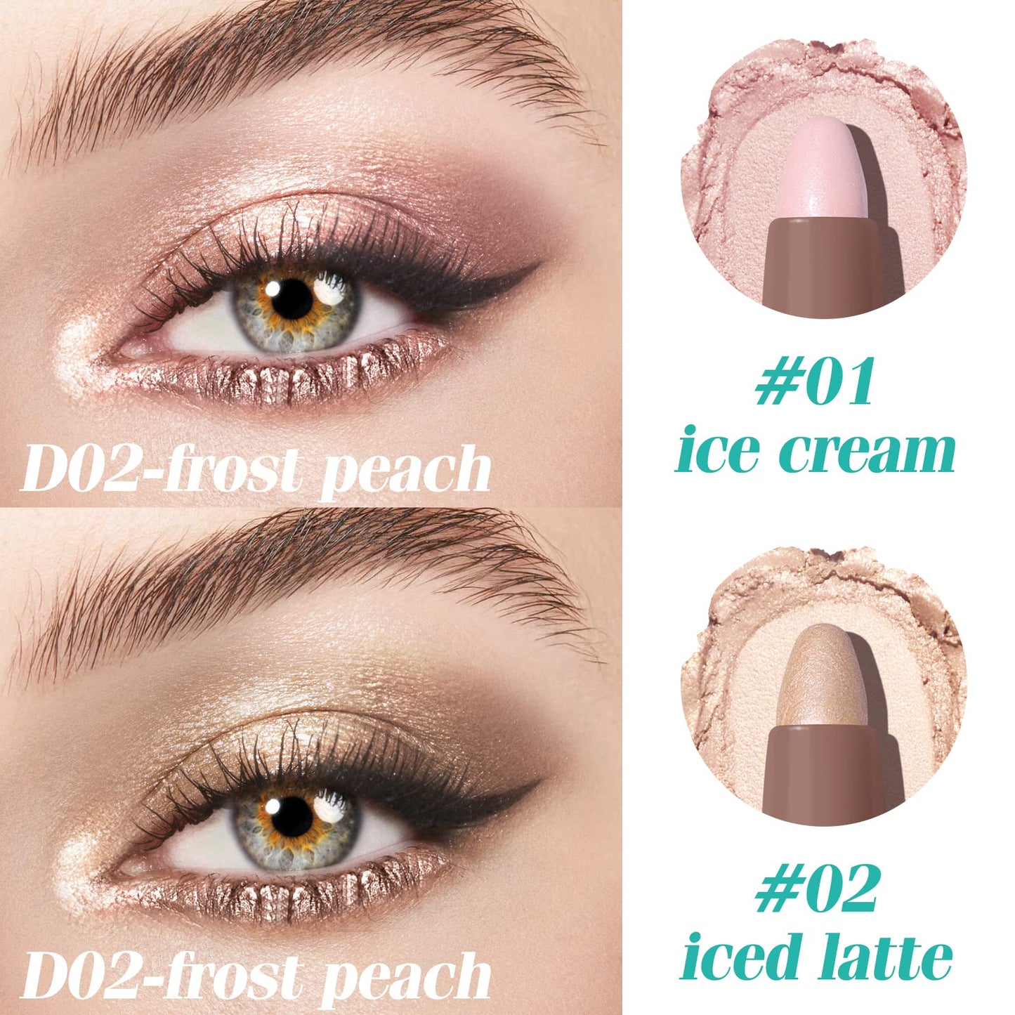 KIMUSE 6PCS Shimmer Cream Eyeshadow Stick,Brightener Eyeshadow Pencil Crayon,Waterproof Eye Shadow Stick Sets with Crease-proof, Smudge-proof and Long Lasting Eye Shadow Make Up