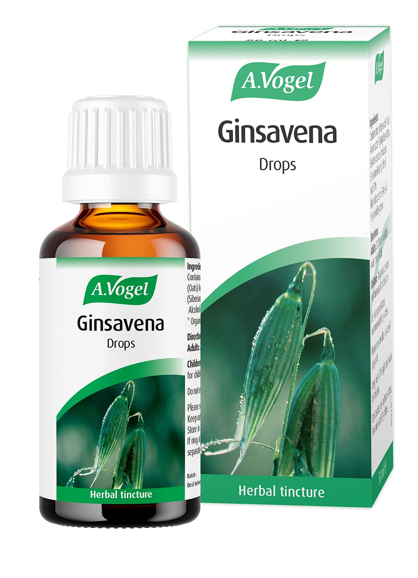 A.Vogel Ginsavena Drops | Herbal Food Supplement | Extract of Freshly Harvested Avena Sativa Herb & Eleutherococcus | Suitable for Vegans | 50ml
