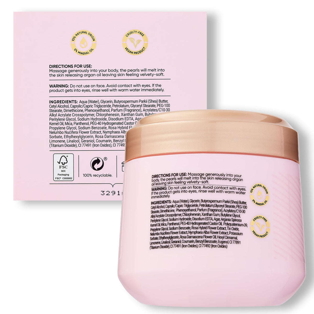 SANCTUARY Sanctuary Spa Lily and Rose Natural Oils Melting Pearls Body Butter, No Mineral Oil, Cruelty Free and Vegan Shea Body Moisturiser, 300ml