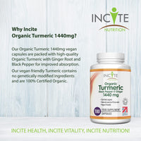Organic Turmeric Curcumin 1440mg - 180 Premium Vegan Capsules - High Strength Quality Organic Turmeric Curcumin with Organic Black Pepper & Ginger
