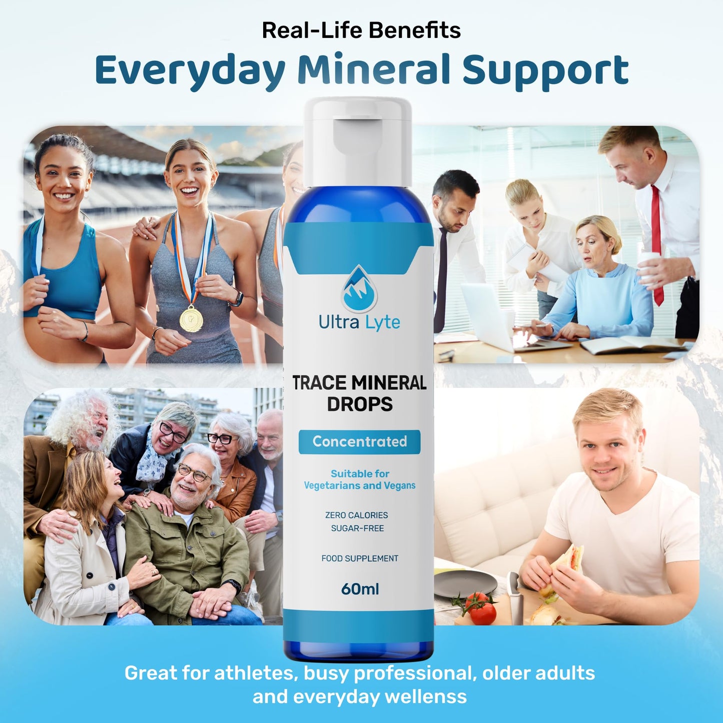 Ultra Lyte Trace Mineral Drops – 59 ml All Natural Complete Mineral Complex Food Supplement – 24 Days Supply – Electrolyte Drops – 72 Trace Minerals (2 oz)