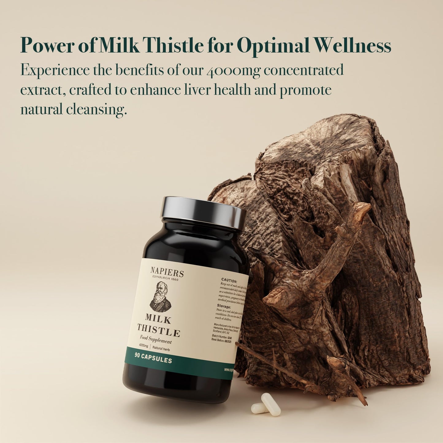 Napiers Milk Thistle 4000mg per Capsule - High Strength with Concentrated Silymarin 80% - Liver Cleanse & Detox - 90 Vegan Capsules (3 Months Supply)