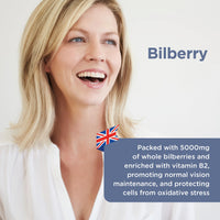 healthspan Healthspan Bilberry | 120 Tablets | Naturally Sourced | Vitamin B2 | Fresh Bilberries | Vegan