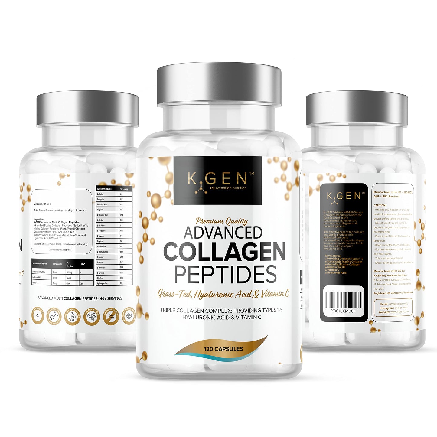 K GEN rejuvenation nutrition Pure Collagen Supplements Capsules Grass Fed Advanced Multi Collagen Peptides | Collagen Powder Pills for Hair, Skin, Nails, & Joints for Women & Men by K GEN