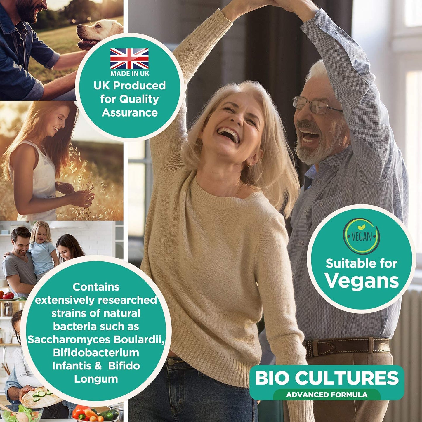 Bio Cultures Complex Probiotics 50 Billion CFU with Prebiotics – 180 Vegan Capsules - Acidophilus & Saccharomyces Boulardii Probiotic - 6 Month Supply – Probiotics for Women & Men