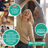 Bio Cultures Complex Probiotics 50 Billion CFU with Prebiotics – 180 Vegan Capsules - Acidophilus & Saccharomyces Boulardii Probiotic - 6 Month Supply – Probiotics for Women & Men