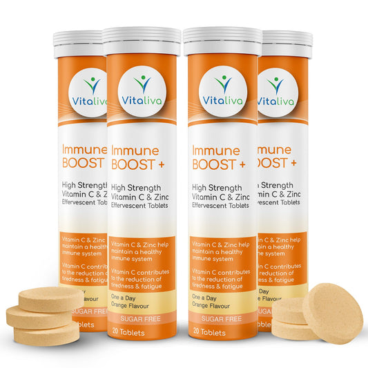 High Strength Vitamin C and Zinc - ONE a Day. Sugar Free and Suitable for Vegetarians. 4 Pack Deal x 20 (80 Days Supply).