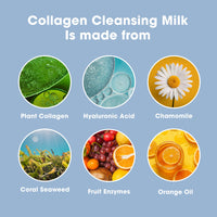 Proto-Col Proto-col - Cleansing Milk, Rich Collagen and Hydrating Hyaluronic Acid with Powerful Vitamins + Minerals, Deeply Cleanses, Brightens Skin and Removes Impurities (200ml)