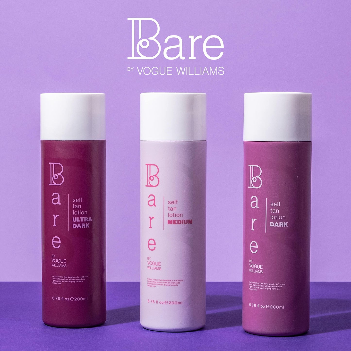 Bare by Vogue - Medium Tan Self-Tanning Lotion - Suitable for All Skin Types - Self Tanner for Face & Body - Long-Lasting Fake Tan - 200ML
