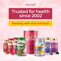 Vitawell Beauty Shine & Glow Gummies | Support for Hair Growth + Skin + Nails Vitamins Chews | Complex Formula Biotin, Zinc, Selenium & Vitamin E | 60 Sweet Berry Flavour | | Multivitamin Gummies
