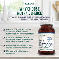 NUTRADEFENCE - Immune System Vitamins | Immune System Booster - 30 Tablets - Immune Support for Cold and Flu - Contains Elderberry, Eucalyptus, Vitamin D, Vitamin C & Zinc - by NutraVit