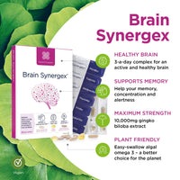 healthspan Healthspan Brain Synergex | 28 Day Supply | Brain Health Supplements | Ginkgo Biloba, Neuro-Vitamin Complex, Opti-Omega 3 & Phospholipid Complex