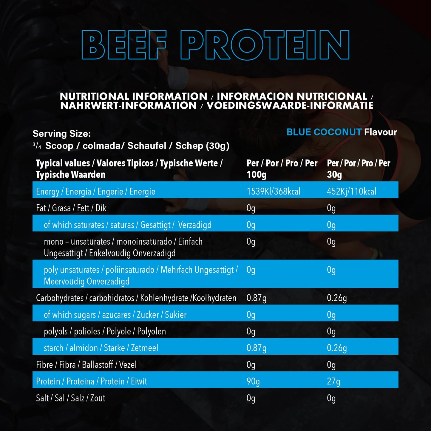 NXT Nutrition NXT Beef Protein Isolate 540g - High Protein Powder in Natural Amino Acids - Paleo, Keto Friendly - Dairy and Gluten Free - 540g - Blue Coconut