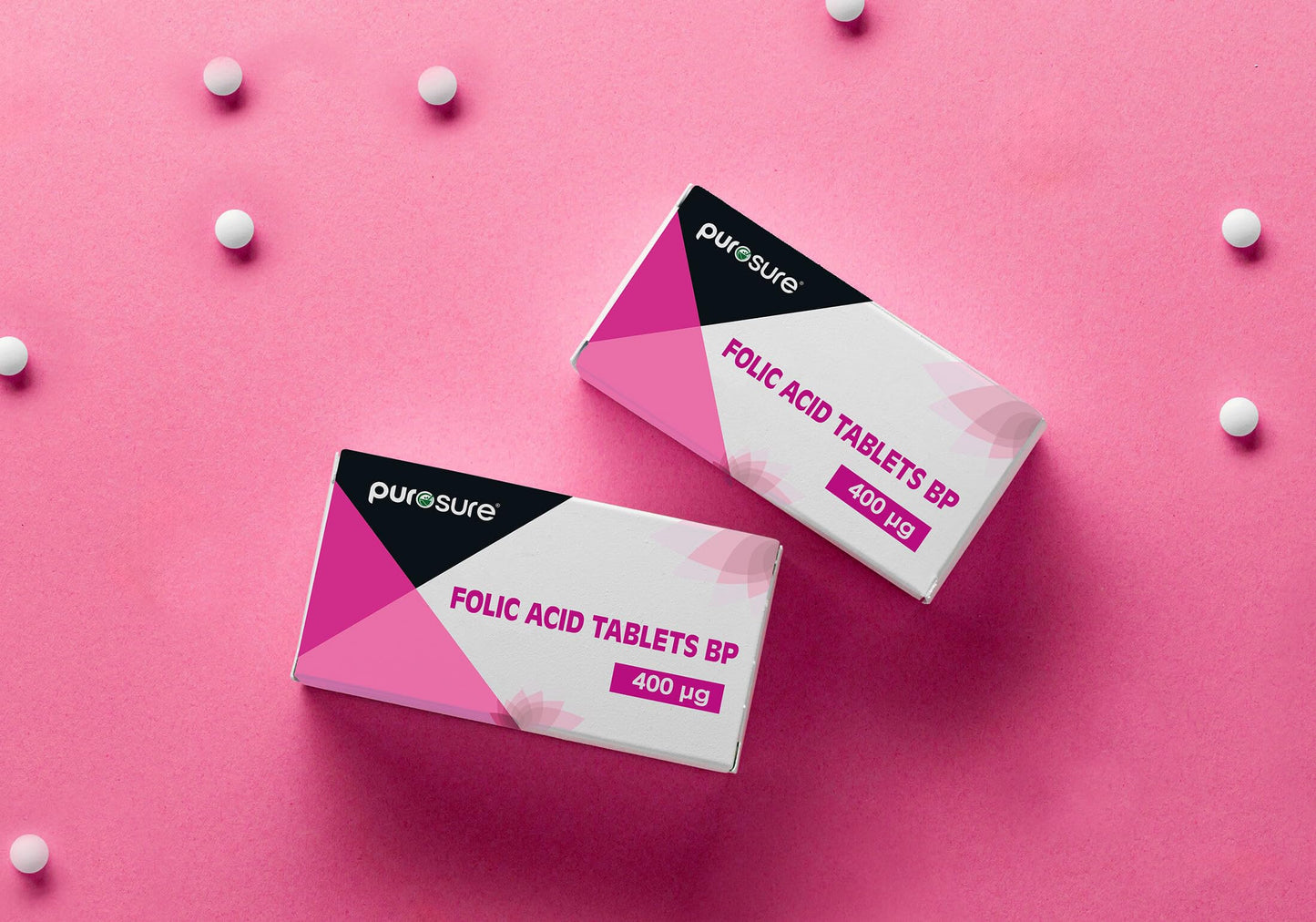 PuroSure Folic Acid 400 mcg Tablets 4Pack 360 Vitamin B9 Tablets 1 Year Supply for Pregnancy Care Supports Maternal Tissue Growth During Pregnancy Reduce Tiredness and Fatigue Boost Health and Immune System