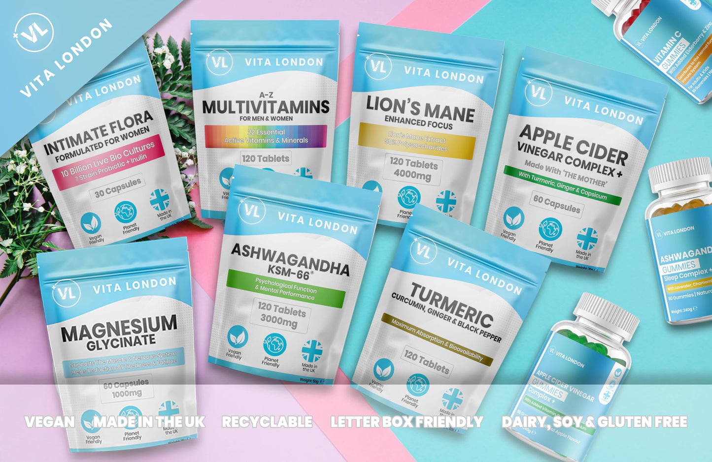 VL Vita London Sleep Supplement Vitamin Bundle 3 Pack | Ashwagandha KSM 66, Magnesium Glycinate & Turmeric | High Strength, Vegan, Made in The UK