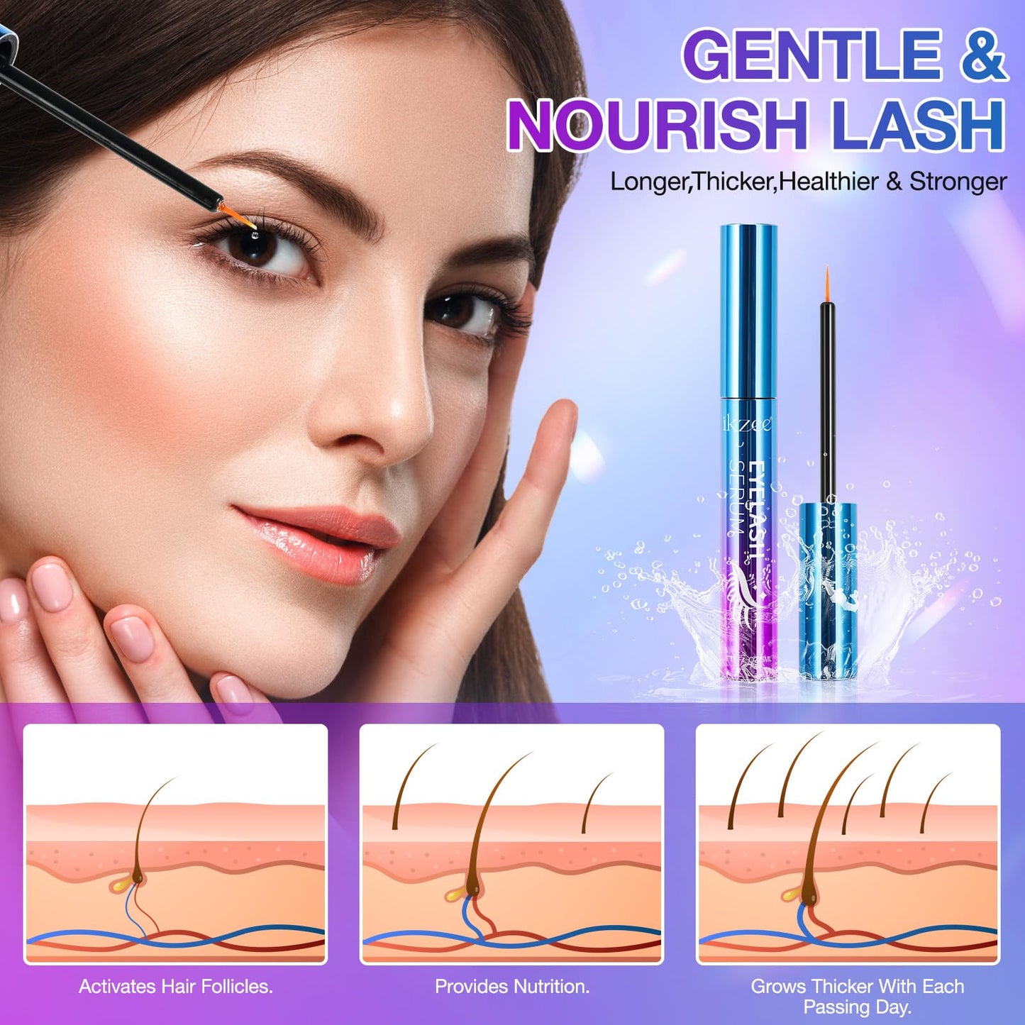 Generic Eyelash Growth Serum, 5ML Professional Lash Eyelash & Eyebrow Enhancer Serum, Advanced Formula for Longer, Fuller, and Thicker Lashes, Lift Eyelashes Enhancer Rapid Lash Growth,Nourish Damaged Lashes