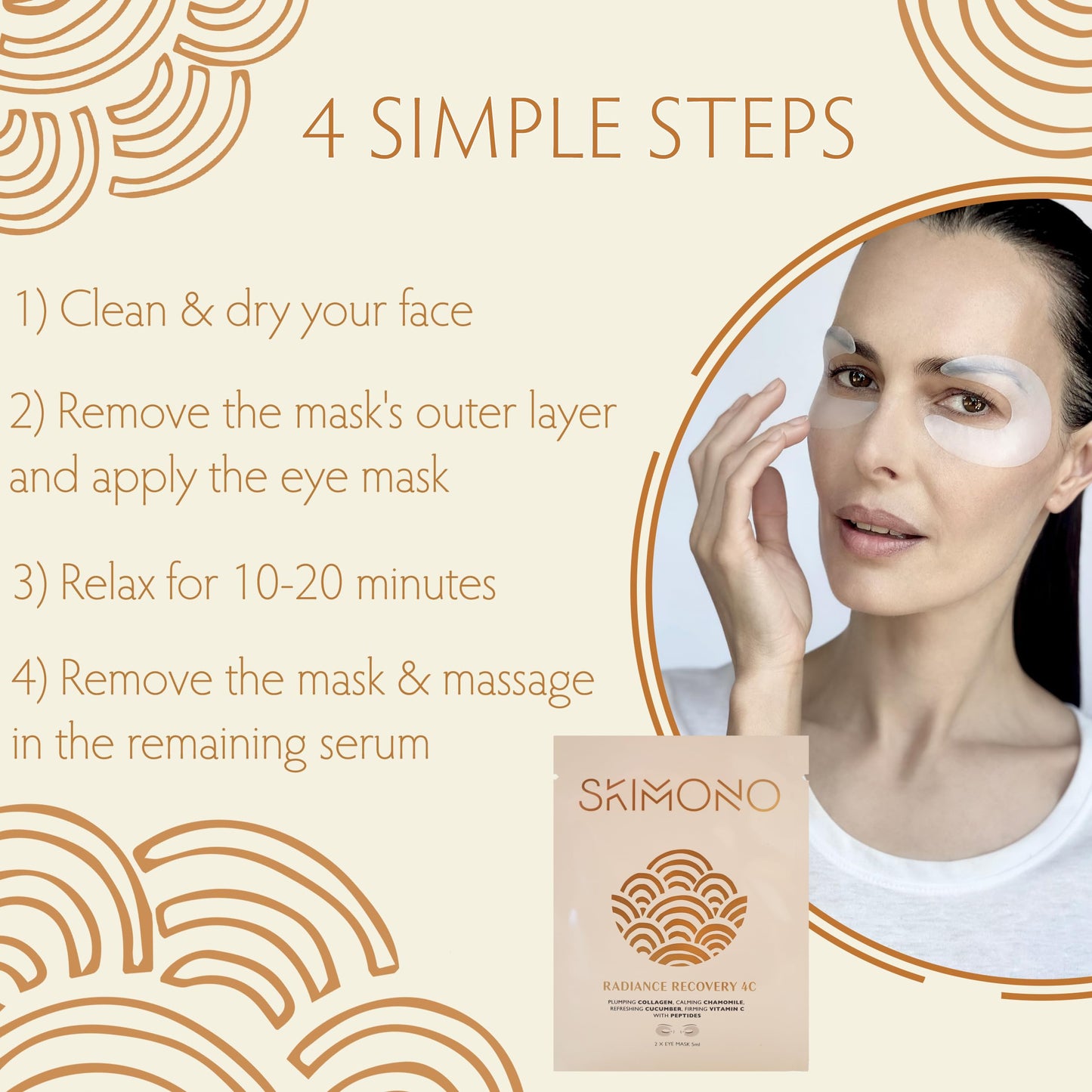 SKIMONO Radiance Recovery Eye Mask 1x5ml - Single Eyemask Eye Patch for Face Care, Brightens, Moisturises, and Softens Fine Lines