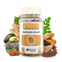 Strength & Spices Psoriasis Relief Skin Care Supplements, Immune System Booster with 31 Powerful Ingredients and Amino Acids, Soothes Red, Flaky Skin, 1000 mg, 60 Vegan Capsules