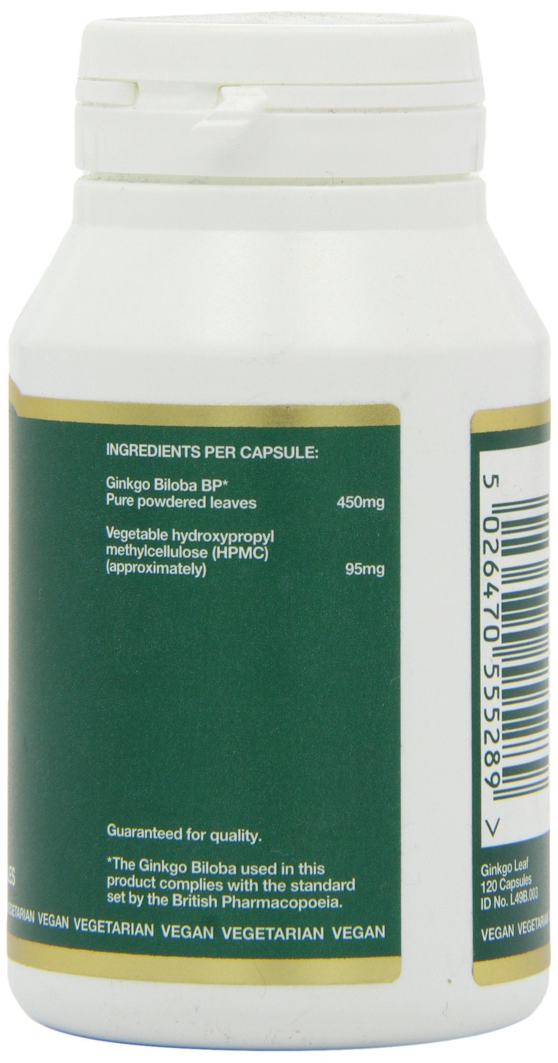 Bio-health Bio-Health Ginkgo Leaf 450mg Pure Herbal Food Supplement, Supports Blood Circulation, Mental Performance and Boosts Energy Suitable for Vegetarians and Vegans, Additive Free, 120 Capsules
