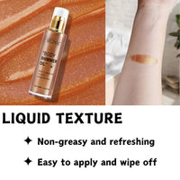 ISBEAUSOLS Golden Copper Body Shimmer Oil, Body Oil for Women, Body Luminizer&Glows&Brightening, Body Oils for Body Glow, Body Care for Face&Body, Shimmer and Shine Your Skin, Gift for Women