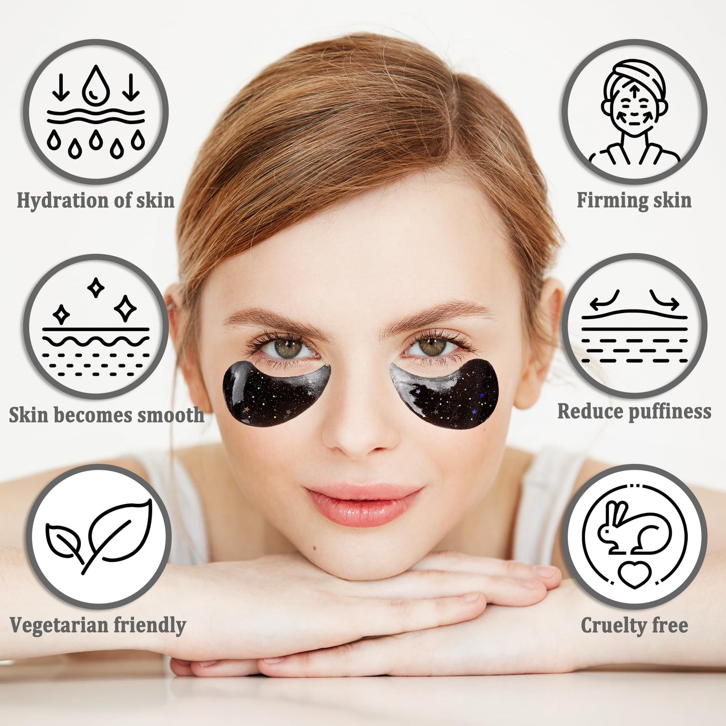 CGBOOM Under Eye Patches, Collagen Under Eye Mask, Dark Circles Under Eye Treatment, Puffy Eyes Bags Under Eyes Removal, Anti-Aging, Reduce Wrinkle, Skincare, Hydrating - 30 Pairs (Bamboo Charcoal)