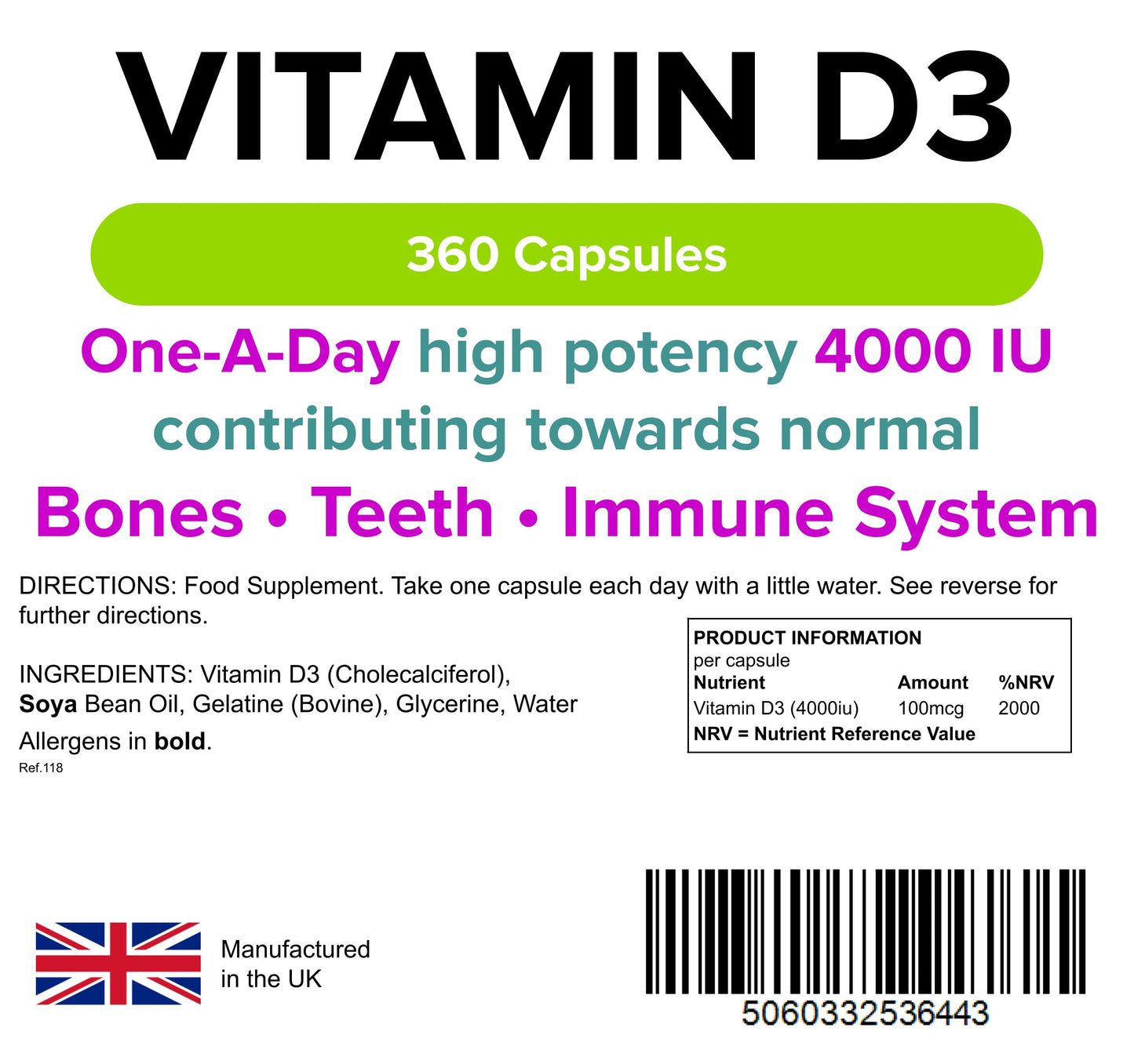 Vitamin D3 4000iu Capsules 360 Pack