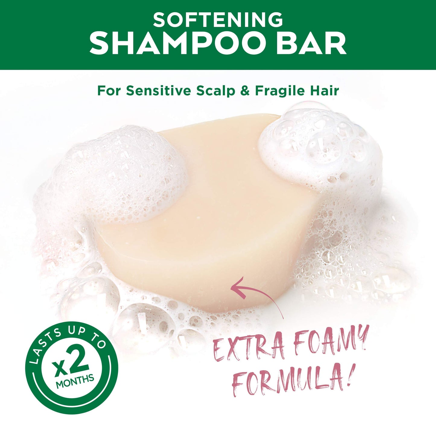 Garnier Ultimate Blends Delicate Oat Softening Shampoo Bar for Sensitive Scalp and Fragile Hair, Clear, 60 g (Pack of 1)
