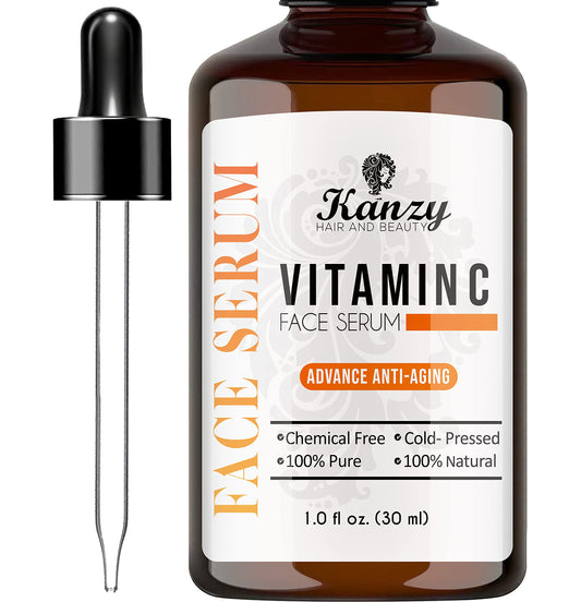 KANZY HAIR AND BEAUTY Kanzy Vitamin C Serum for Face with 20% Hyaluronic Acid Anti-Aging, Anti-Wrinkle, Dark circles & Fine Lines Facial Serum Boost Skin Collagen, Moisturizer for Skin 30ml
