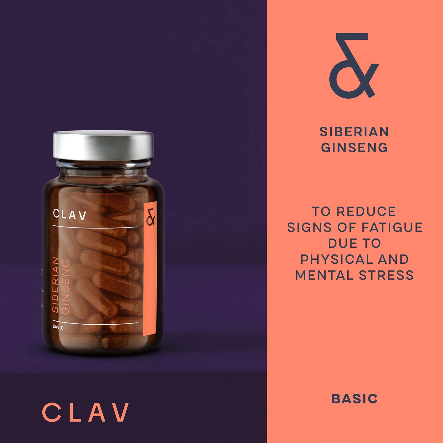 CLAV Siberian Ginseng Extract - 900mg Eleutherococcus Root Powder - Reduction of Tiredness & Fatigue - 60 Ginseng Capsules - Vegan - Made in Germany