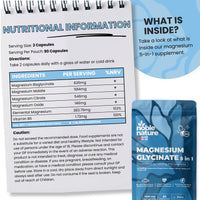 NobleNature Magnesium Glycinate 5-in-1 Complex Formulated by PhD Expert High Strength 1900mg Supplements as Bisglycinate, Malate, Citrate, Oxide & Vitamin B6-90 GMO Free Capsules, 384mg Elemental, UK Made (90)