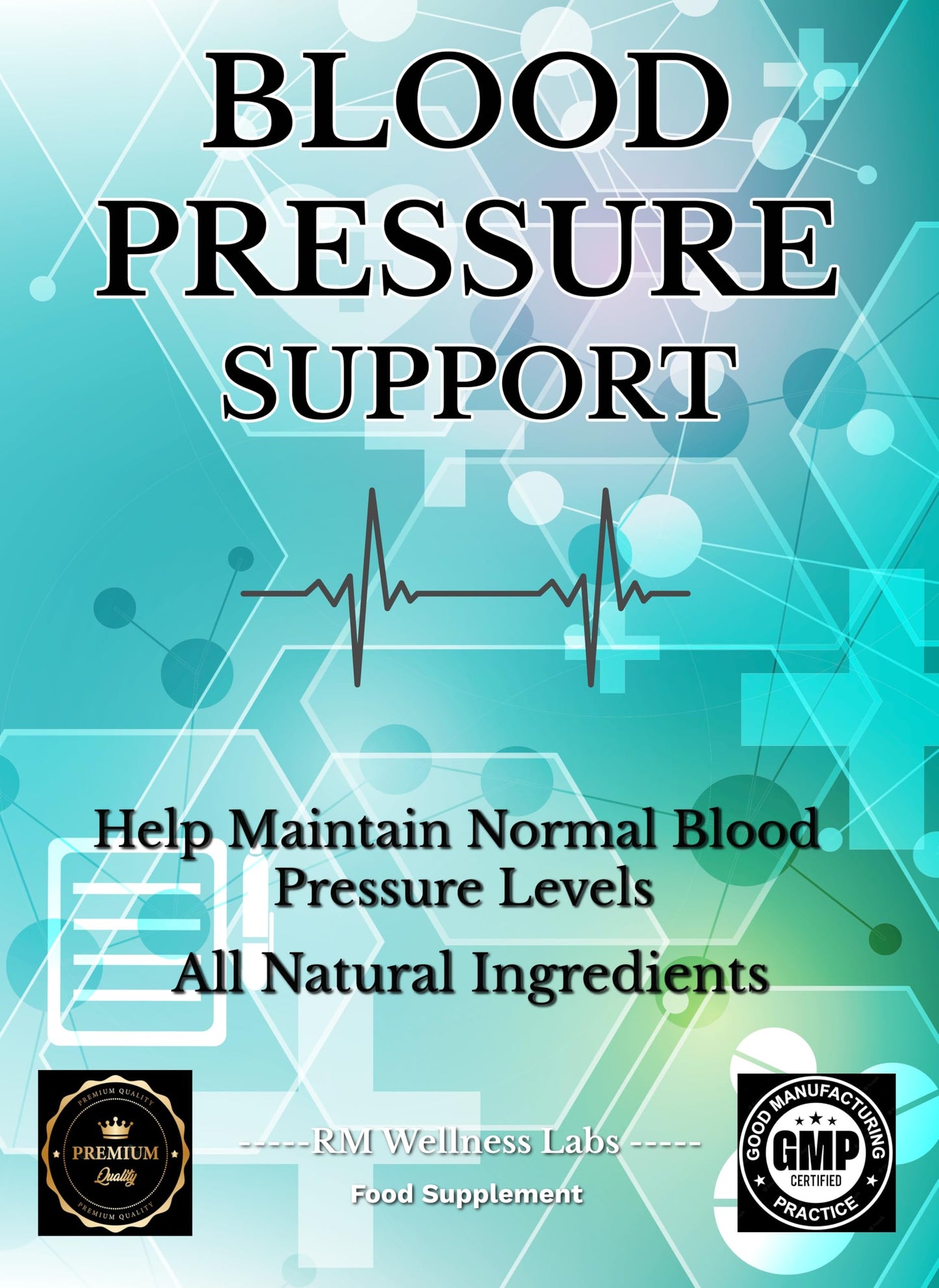 Blood Pressure Support - High Potency Natural Food Supplement Pills - 90 Day Supply