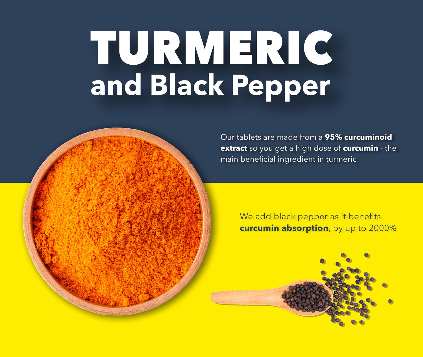 Turmeric Tablets 3200mg with Black Pepper | 180 High Strength Curcumin Supplements | Turmeric and Black Pepper Tablets (Not Turmeric Capsules or Powder) | Vegan and Gluten Free | UK Made
