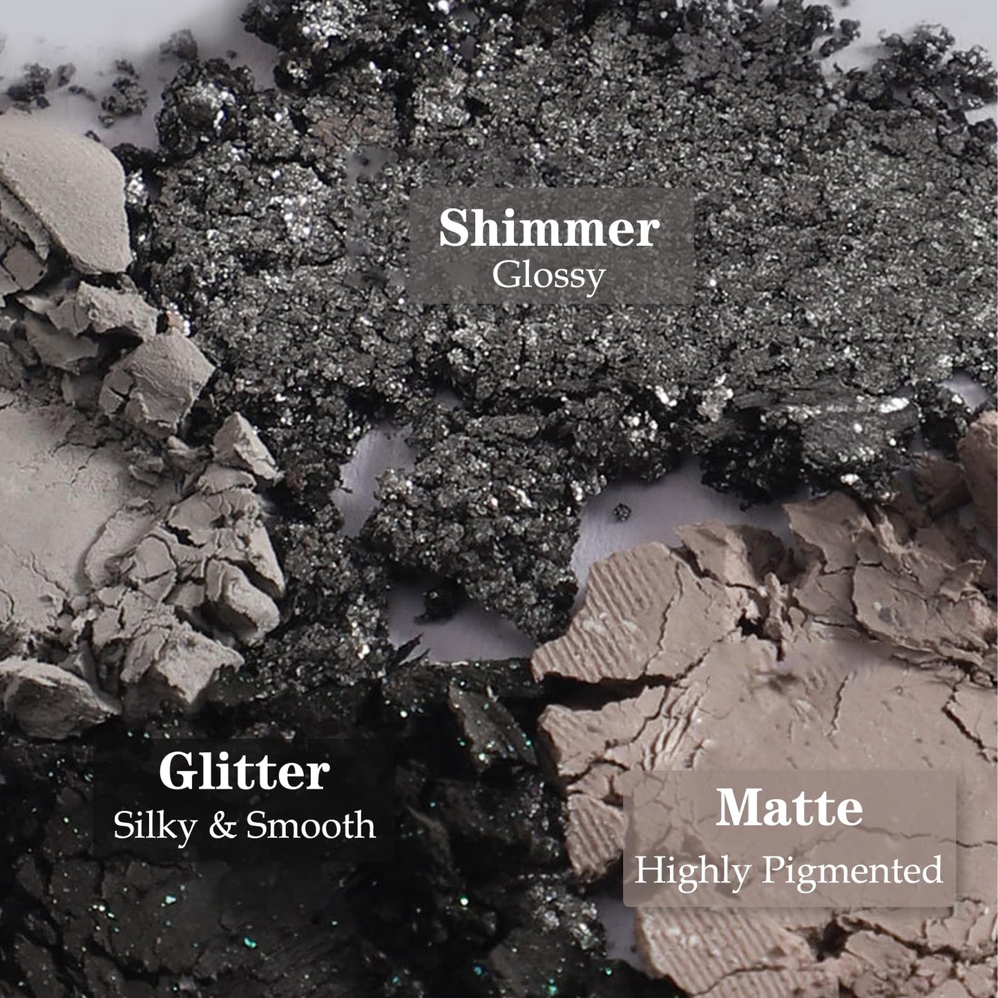 GEEWHILE Eyeshadow Palettes, Black Smoky Eye Shadow Pallets For Women, Highly Pigmented 6 Colors Black Silver Gray White Eyeshadow, Shimmer & Matte Long Lasting Eyeshadow Makeup Kits