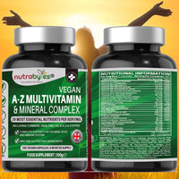 Nutrabytes Vegan Multivitamin and Mineral Complex, 360 Vegan Multivitamin Capsules for Women and Men, 26 Essential Vitamins and Minerals, Natural, 100% Plant Based, Made in UK