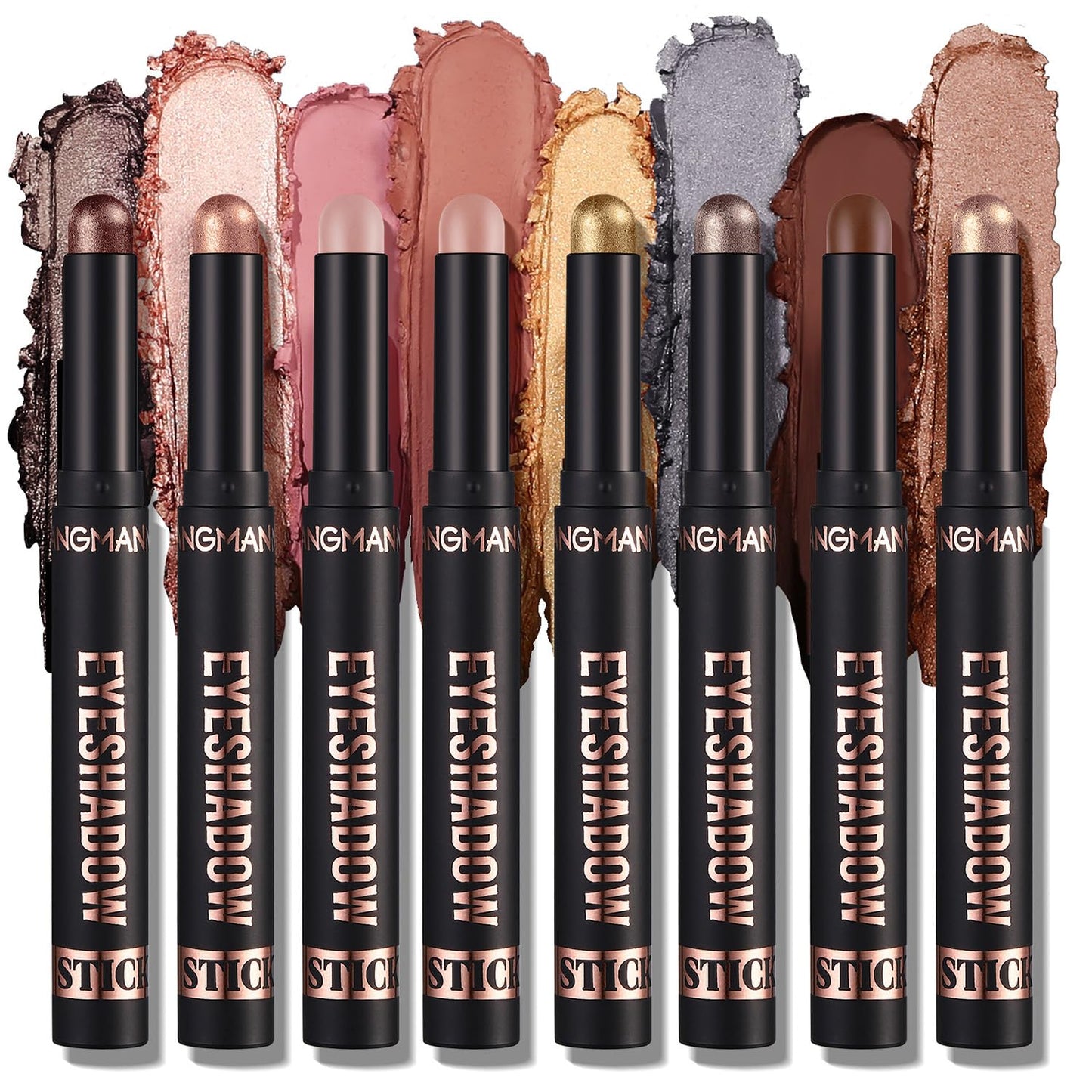 Difistik 8 Pcs Eyeshadow Stick Set, Shimmer Eye Shadow Pencil, Soft Smooth Cream With Matte Earth & Metal Colors, Waterproof Classy Shimmer Eye Shadow Sticks Set, for Daily Makeup & Special Occasions