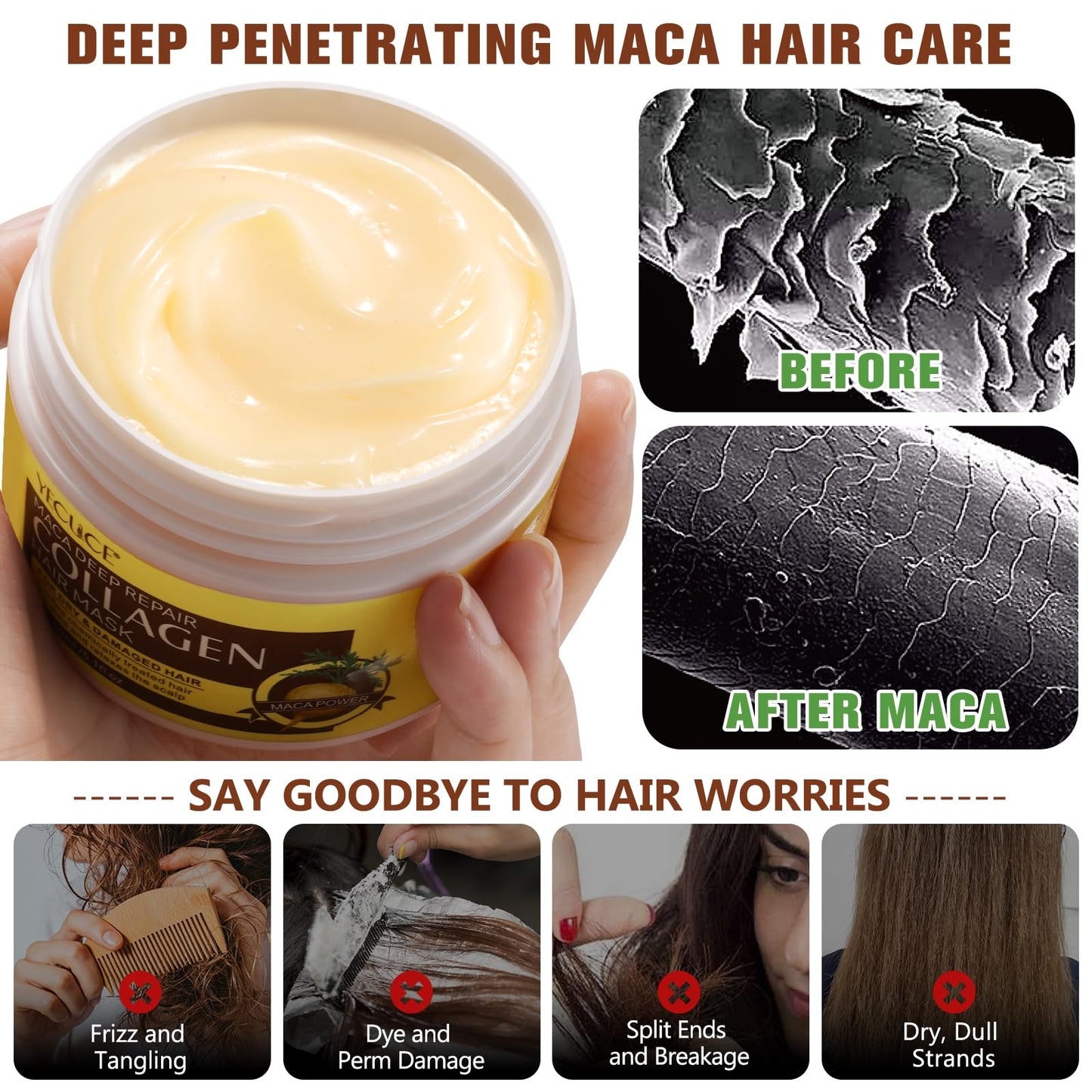Frovetani Collagen Hair Mask Deep Repair Conditioning, Hair Treatment Mask Calms and Relaxes the Scalp, Hair Mask with Argan Oil for Dry Damaged Hair All Hair Types, Nourish and Moisturize Hair & Scalp