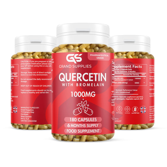 Generic Pure Quercetin Supplement 1000mg- Organic Quercetin Bromelain Capsules for Immune Health, Respiratory Support, & Overall Wellness- Non GMO Antioxidant Supplement- 6 Month Supply
