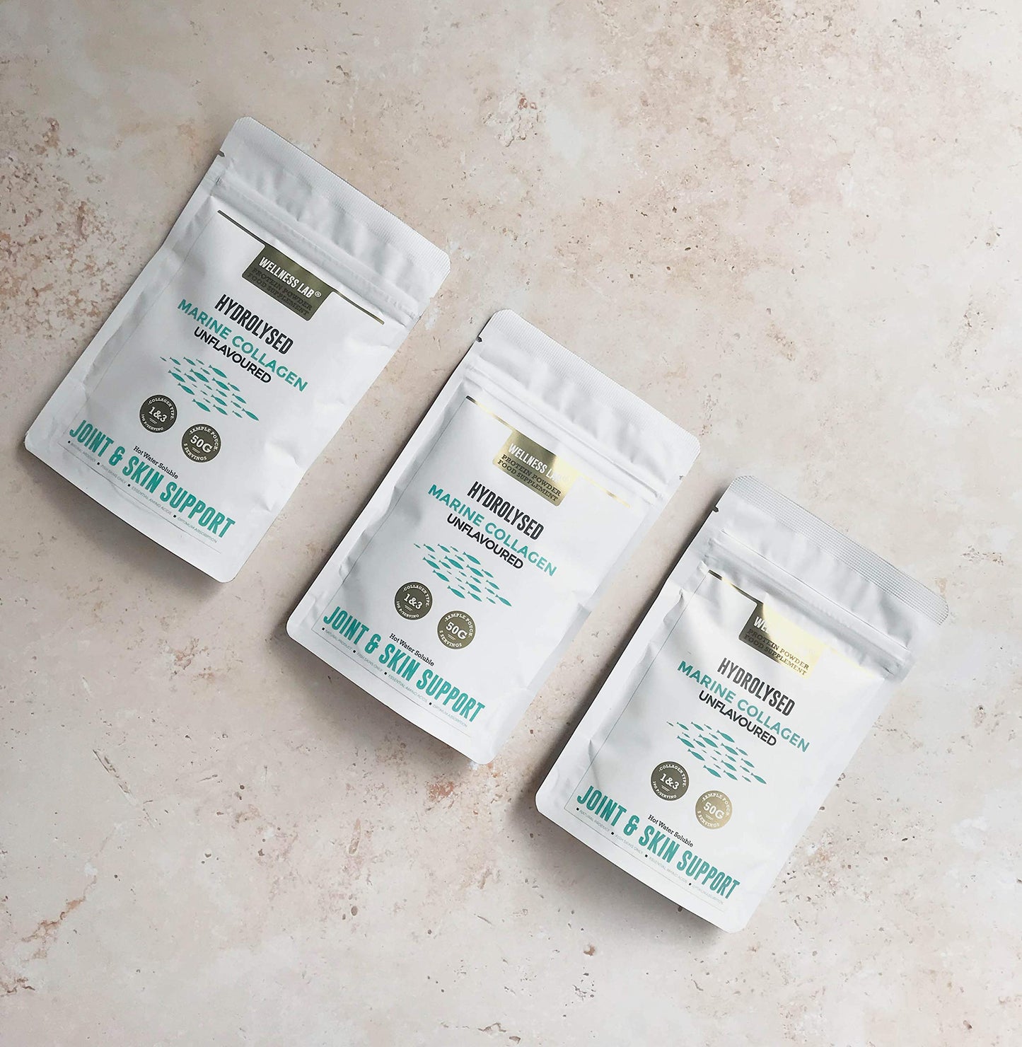 Wellness Lab Protein Powder Food Supplement | Marine Collagen Peptides for Joint, Muscles & Skin Support | 100% Natural, UK Made, No Sugar or Additives | Use in Coffee or Latte | 50g Sample