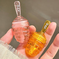 GEEWHILE Honey Lip Oil Clear Lip Gloss Set, 2PCS Honey Bee Balm Moisturizing Liquid Lipstick, Glossy Lip Make Up Transparent Lip Gloss Kit for Day&Night Lip Care,Lip Line Reducing, Honey Flavors