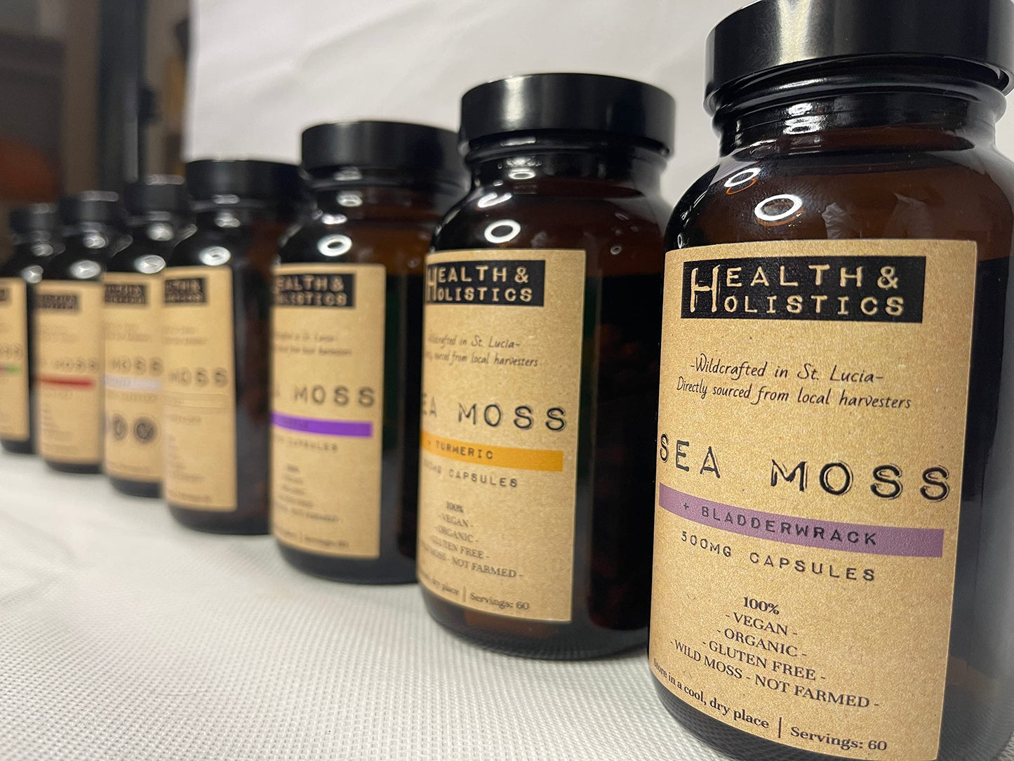 Sea Moss Capsules (St. Lucia - 60 caps) Organic | Wild Crafted | Non GMO | 92 Minerals - Containing Essential Vitamins and Minerals