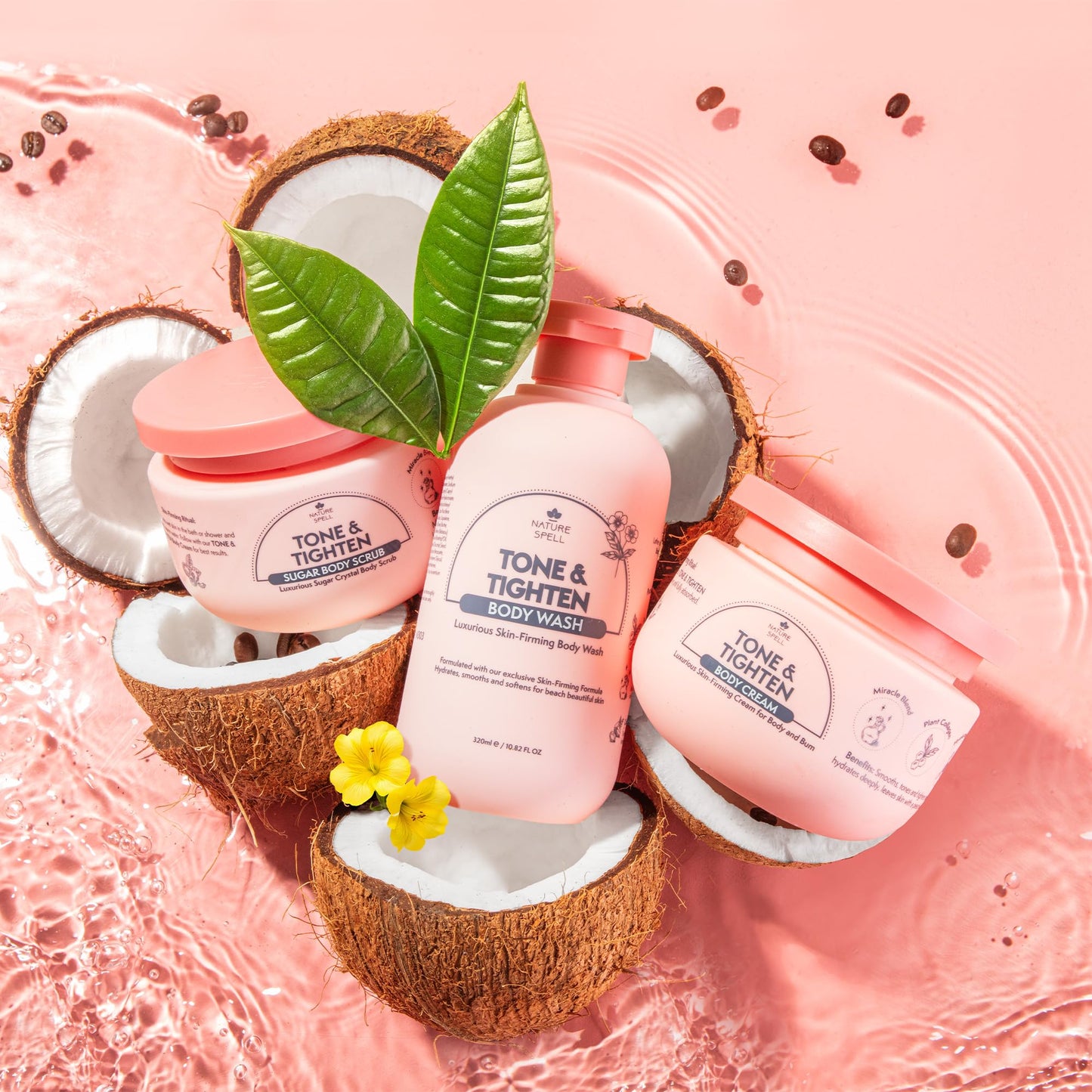 Nature Spell Tone & Tighten Body Wash 320ml - Skin-Firming Shower Gel – Hyaluronic Acid, Ginseng Extract & Plant Collagen - No SLS, 100% Vegan – Made in the UK