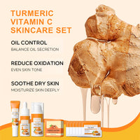 Lumiter Turmeric Skin Care Sets & Kits, Dark Spot Remover for Face Skincare Set, Eye Cream+Turmeric Oil+Face Cream+Turmeric Soap Bar+Mud Mask, Reduce Blemishes Acne, Pamper Sets for Women Gifts, 10pcs