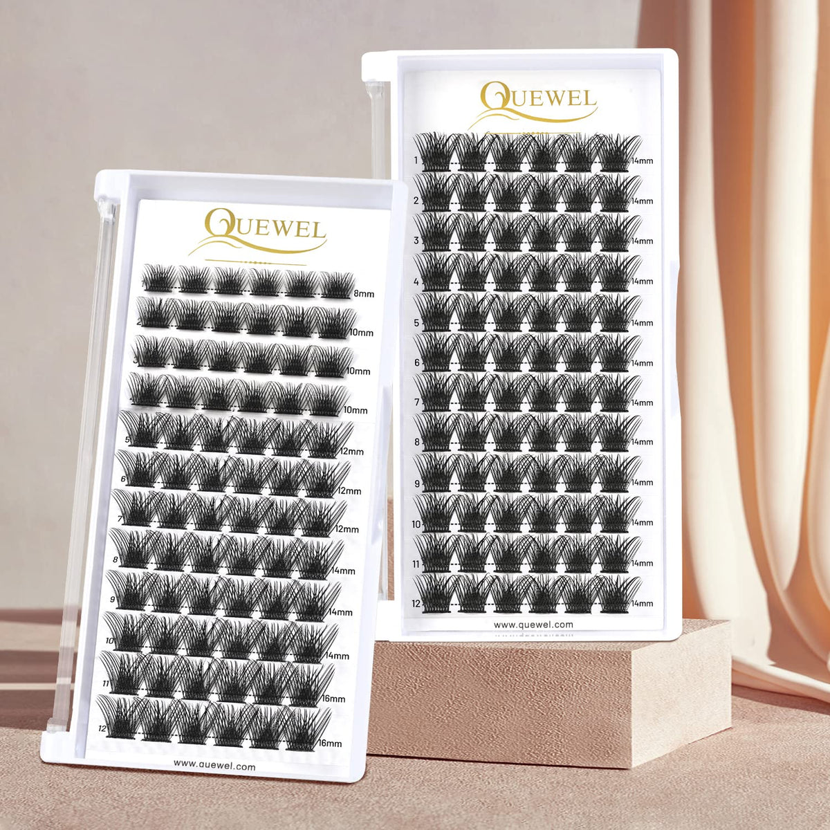 QUEWEL Individual Eyelashes 72 Pcs DIY Cluster Lashes D Curl 16mm Mega Matte Eyelash Clusters Volume False Lashes Soft & Light For Home Use(Volume-DH-D-16mm)