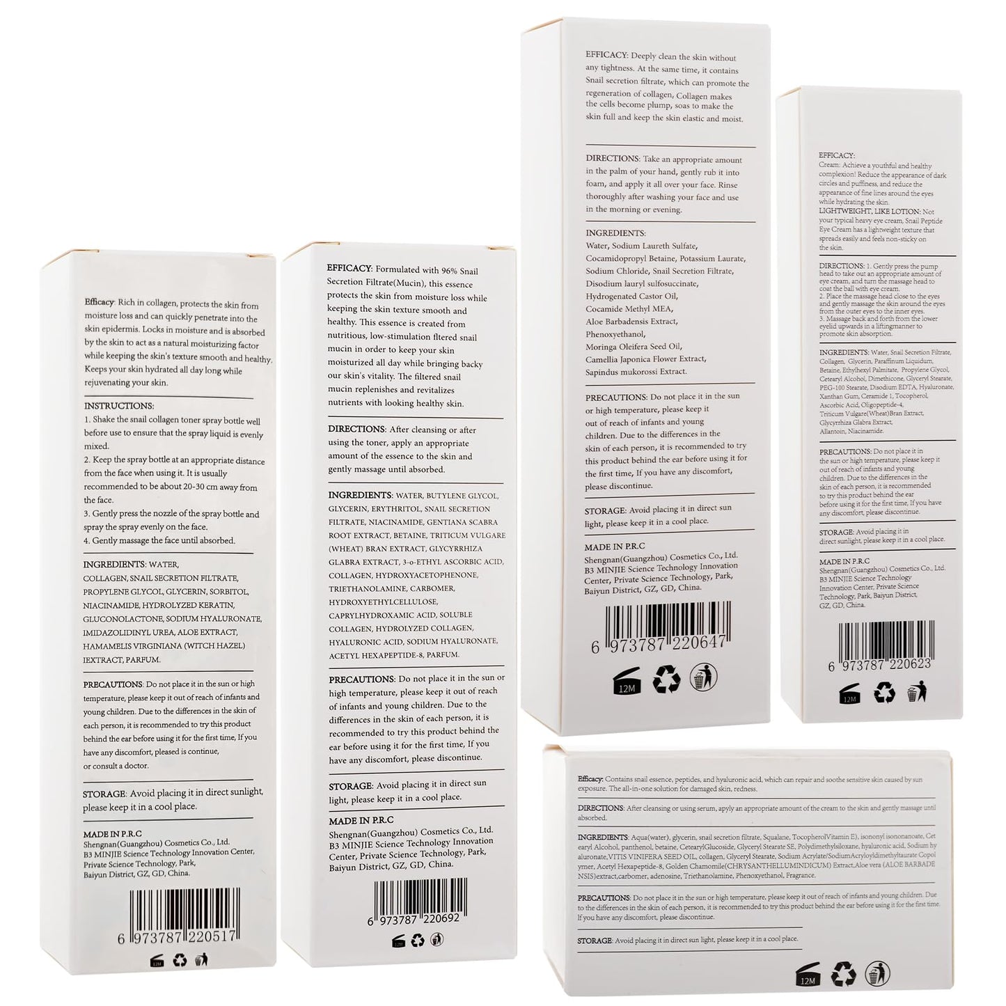 BECHOICEN Advanced Snail Mucin Skincare Set For Teen Girl, Anti Wrinkle & Repair Face Skin Care Gift Set With Face Wash, Toner, Serum, Face Cream, Eye Cream, 5PCS Peptides Snail Mucin Kit Travel Size For Women