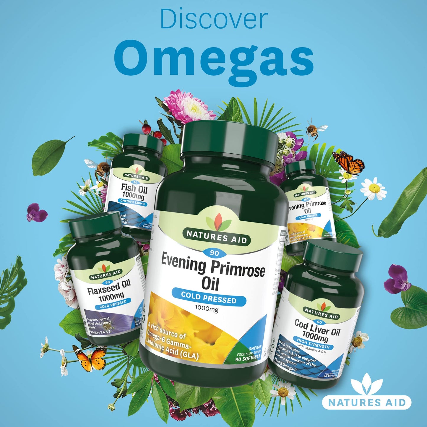 Natures Aid Evening Primrose Oil 1000mg – Cold Pressed Omega-6 GLA – Supports Hormonal Balance & Skin Health – High Strenghth Potency – Non-GMO, Gluten-Free – 90 Softgel Capsules