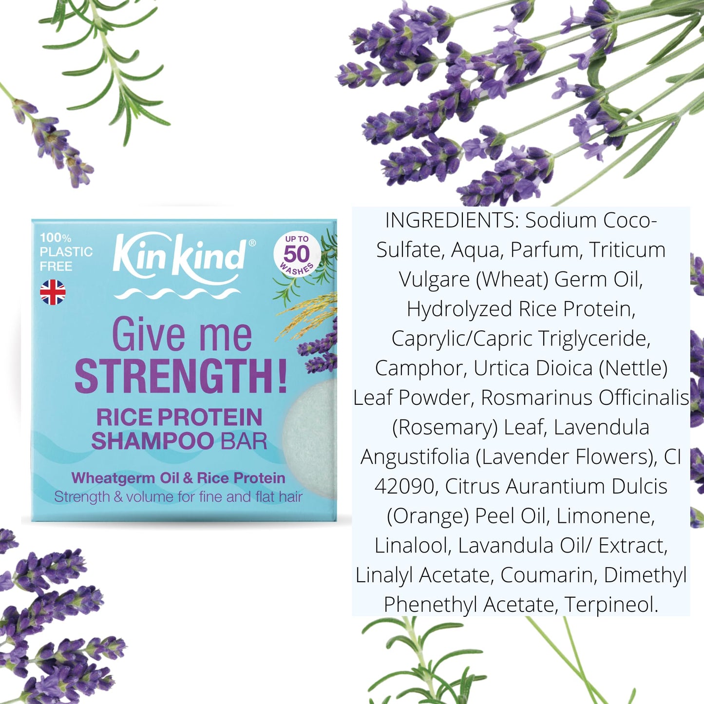 KinKind Rice Water Shampoo Bar for Hair Growth - Give Me STRENGTH! Hair Thickening Solid Shampoo Bar with Rice Protein | Volume for Fine & Flat Hair | Natural Travel Shampoo Bar for Hair UK