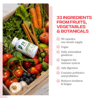 Reflex Nutrition Super Greens and Gut Support Capsules, 33 superfoods, Prebiotics and Probiotics, 90 Caps